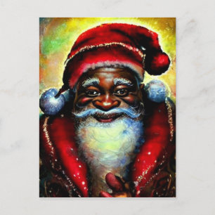 Black Santa Claus Christmas Blank Postcard