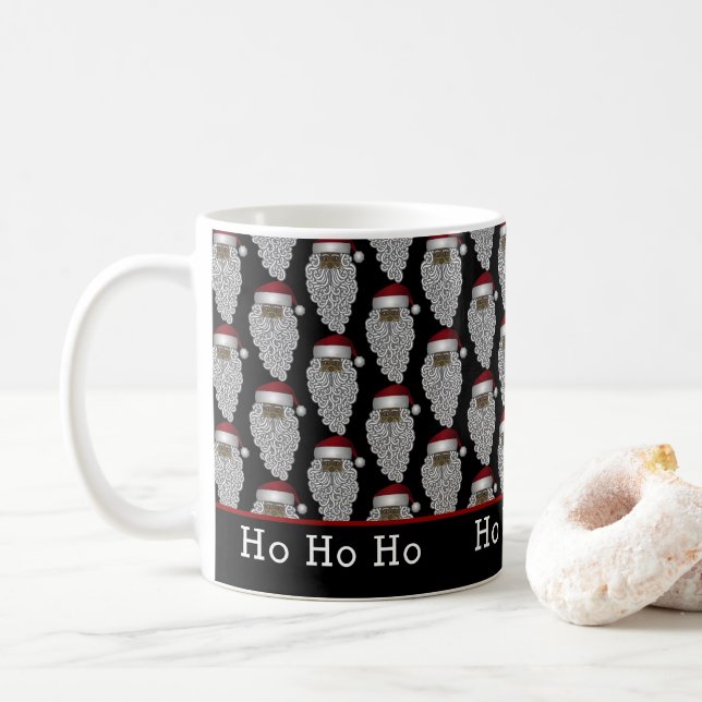 Black Santa Claus Christmas Coffee Mug (With Donut)