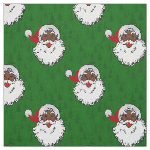 black santa claus christmas fabric