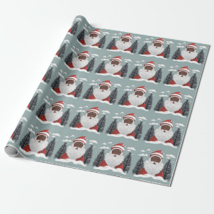 Black Santa Claus Christmas  Wrapping Paper