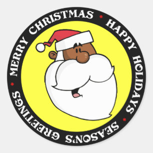 Black Santa Claus Classic Round Sticker