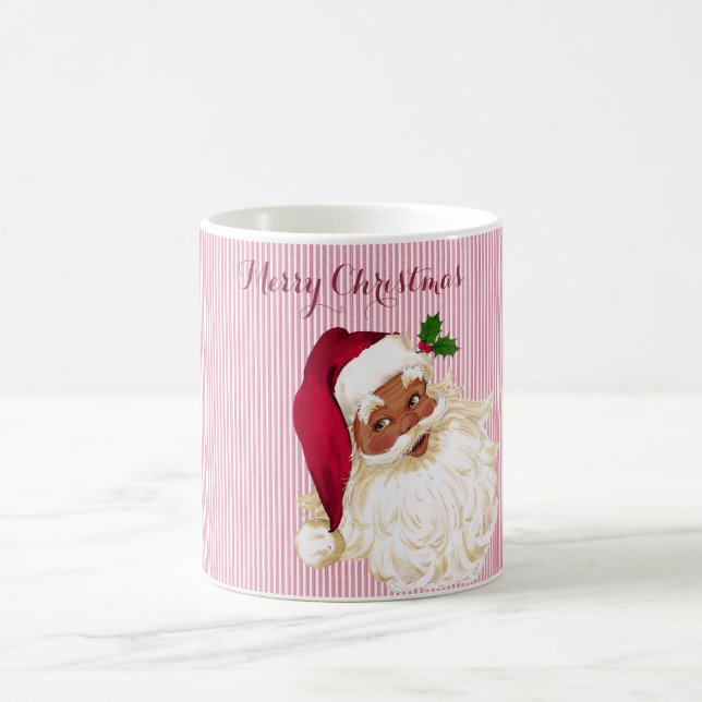 Black Santa Claus Cranberry Stripe Coffee Mug (Center)