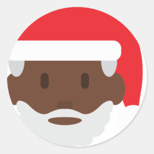 black santa claus emoji classic round sticker