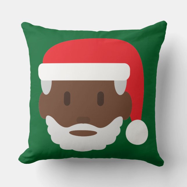 black santa claus emoji cushion (Front)