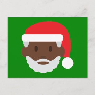 black santa claus emoji holiday postcard