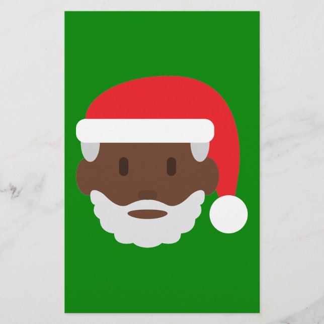 black santa claus emoji stationery (Front)