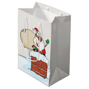 Black Santa Claus in Chimney Gift Bag