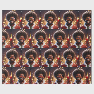 Black santa claus melanin christmas bruh sista  wrapping paper