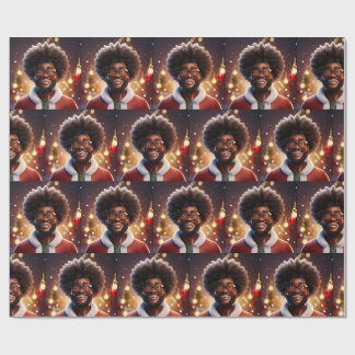 Black santa claus melanin christmas bruh sista wrapping paper