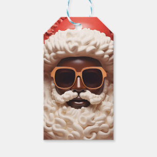 Black Santa Claus Melanin Christmas Ugly Sweater Gift Tags