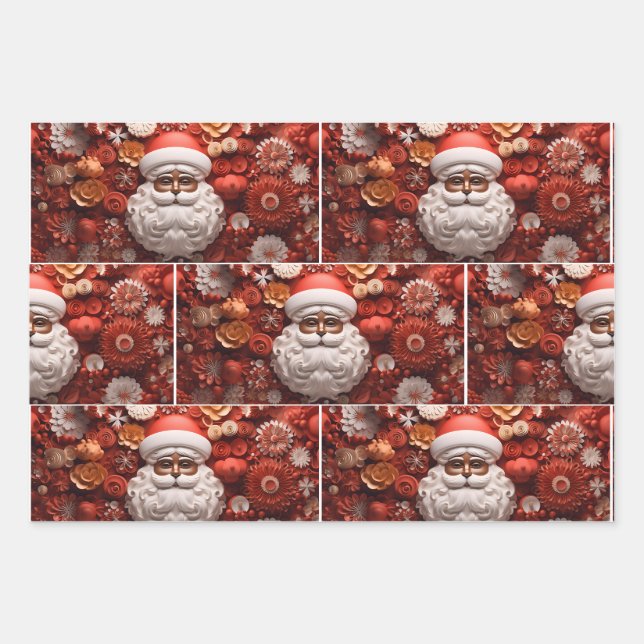 Black Santa Claus, Melanin Christmas, Ugly Xmas Sw Wrapping Paper Sheet (Front 2)