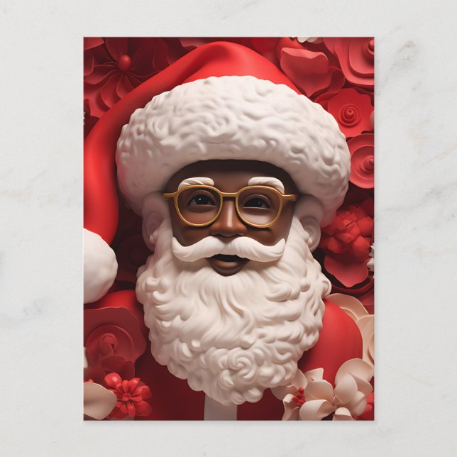 Black Santa Claus Melanin Kris Kringle Xmas Bruh Postcard (Front)