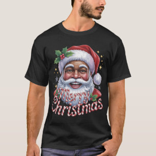Black Santa Claus Merry Christmas Shirt African Am