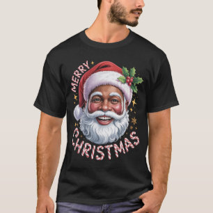 Black Santa Claus Merry Christmas Shirt African Am