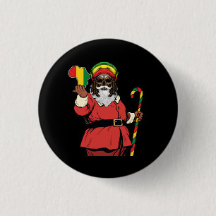 Black Santa Claus Rasta Hat Christmas Rastafarian 3 Cm Round Badge
