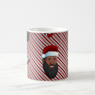 Black Santa Claus Red Striped Coffee Mug