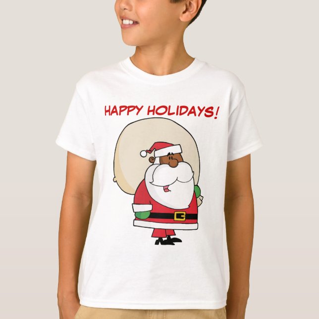 Black Santa Claus with Toy Sack T-Shirt (Front)