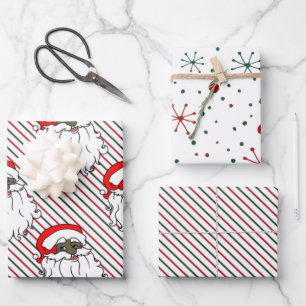 Black Santa Claus Wrapping Paper Sheet