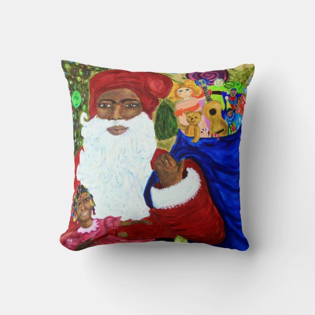 Black Santa Cushion Pillows - Christmas Gifts (Front)
