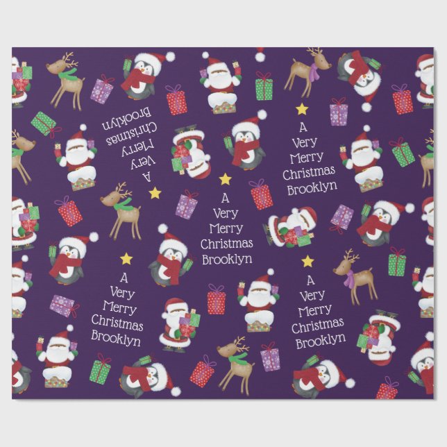 Black Santa & Friends Wrapping Paper (Flat)