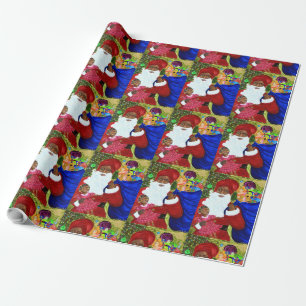 Black Santa Glossy Wrapping Paper - Christmas Wrap