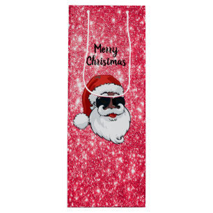 Black Santa Holiday Gift Bah Wine Gift Bag