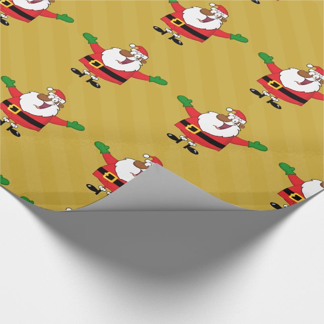 Black Santa Hugs Gift Wrapping Paper (Corner)
