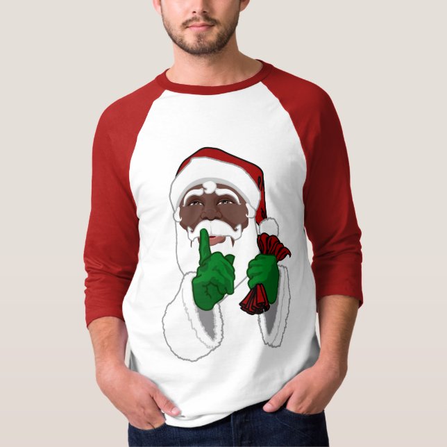 Black Santa Jersey Shirt African Santa Shirts (Front)