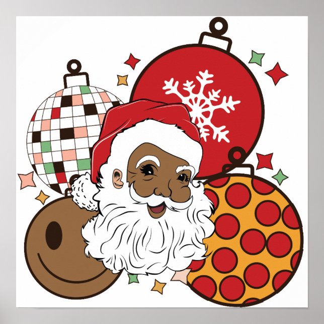 Black Santa Melanin Christmas African Men Bruh Man Poster (Front)