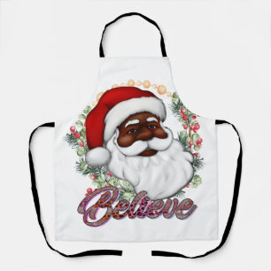 black santa melanin christmas bruh sista holiday apron
