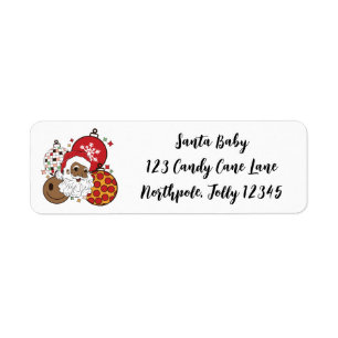 Black Santa Melanin Christmas Men Women Kids Xmas Return Address Label