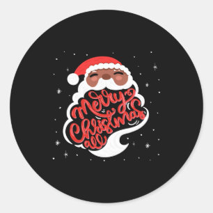 Black Santa Merry Christmas All Toddler T Shirt  Classic Round Sticker