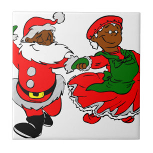 black santa mrs claus ceramic tile
