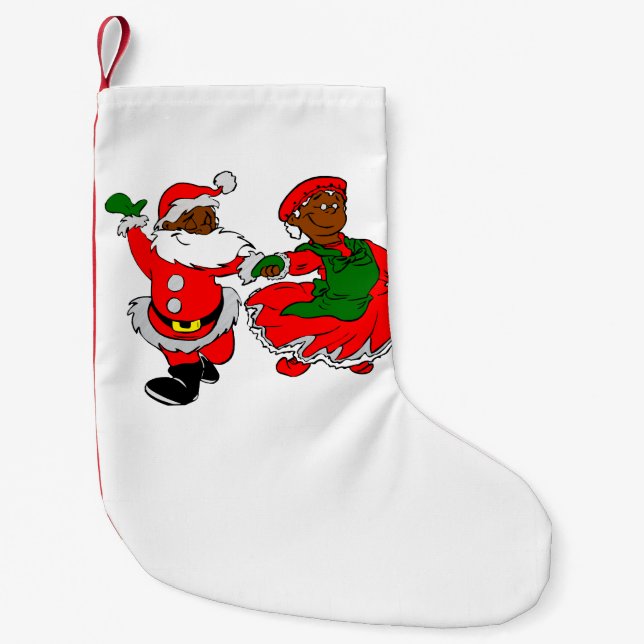 black santa mrs claus christmas stocking (Front)