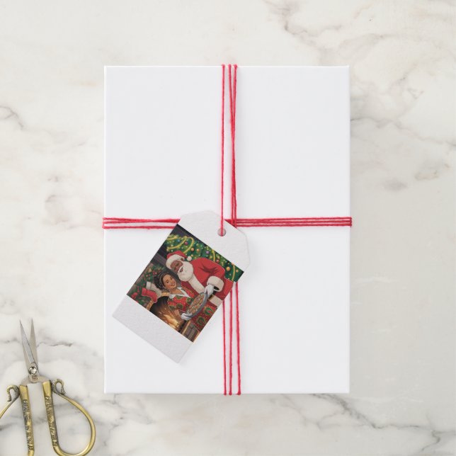 Black Santa & Mrs. Claus Christmas Tag (With Twine)