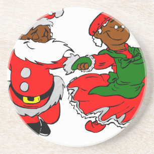 black santa mrs claus coaster