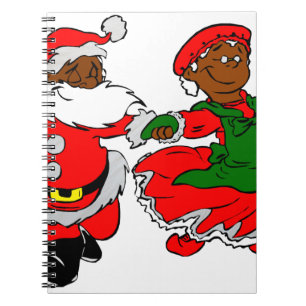 black santa mrs claus notebook