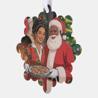 Black Santa & Mrs. Claus Ornament Card 