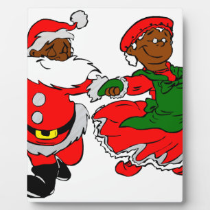 black santa mrs claus plaque