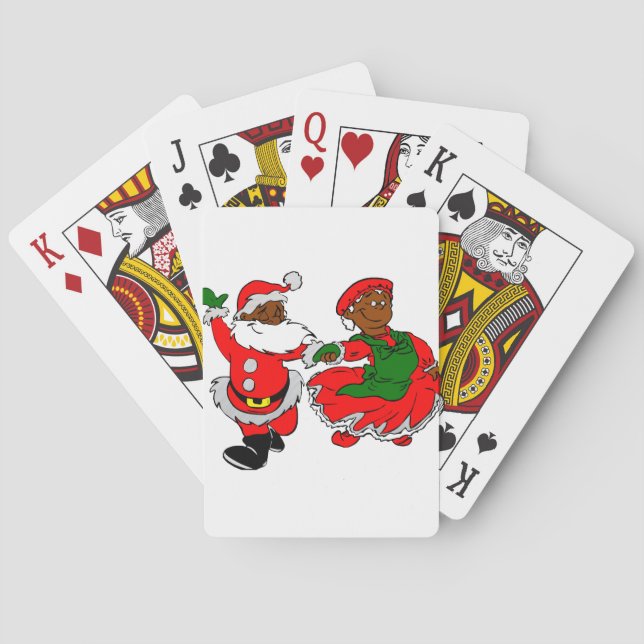 black santa mrs claus playing cards (Back)