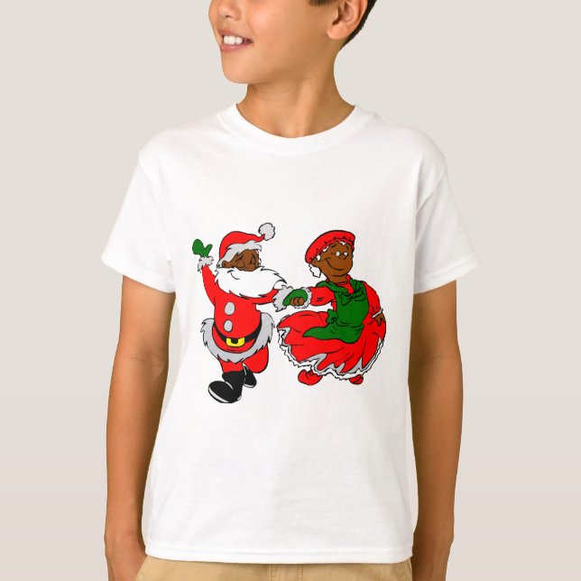 black santa mrs claus T-Shirt (Front)