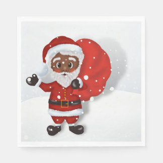 Black Santa Paper Napkins