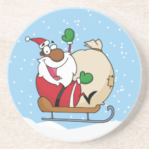 Black Santa Riding Sled Coaster