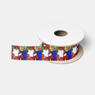 Black Santa Spools of Christmas Ribbon - Gifts Satin Ribbon