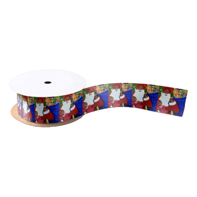 Black Santa Spools of Christmas Ribbon - Gifts Satin Ribbon (Spool)