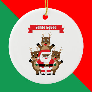 Black Santa Squad Reindeer Funny Ceramic Ornament