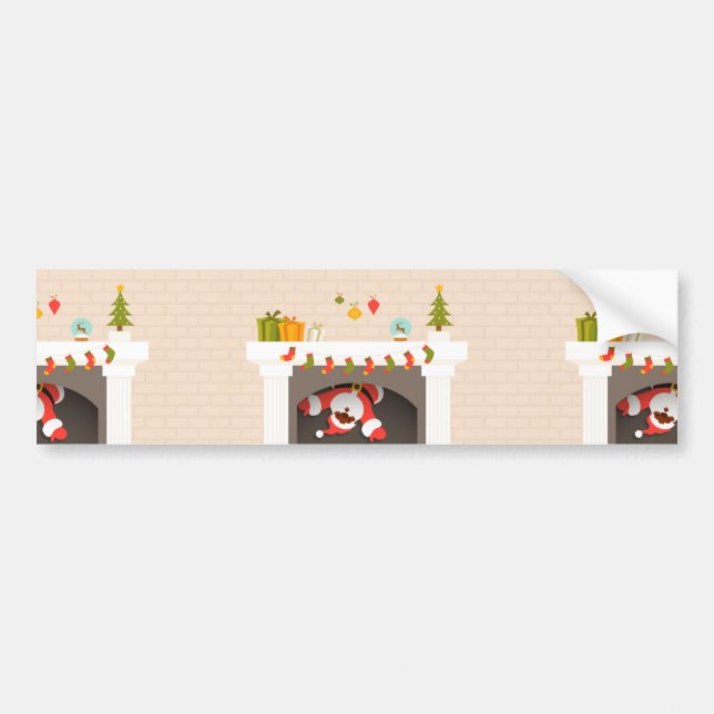 black santa stuck in fireplace bumper sticker (Front)