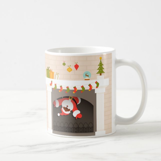 black santa stuck in fireplace coffee mug (Right)