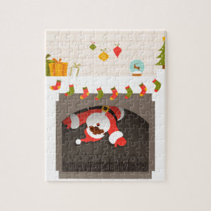 black santa stuck in fireplace jigsaw puzzle