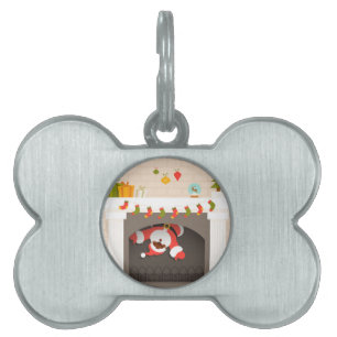 black santa stuck in fireplace pet ID tag